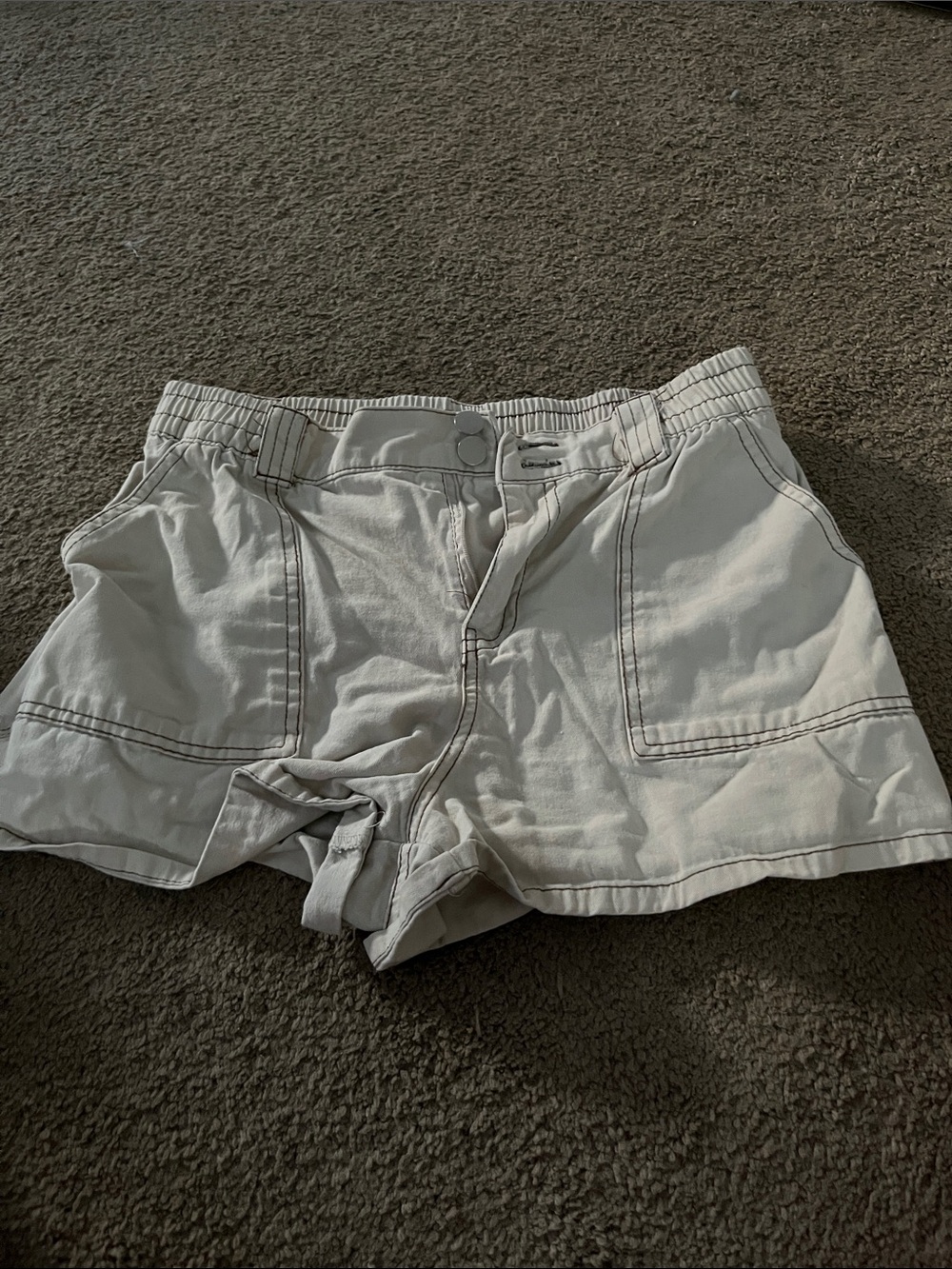 Full Tilt Cream High-Waist Utility Shorts